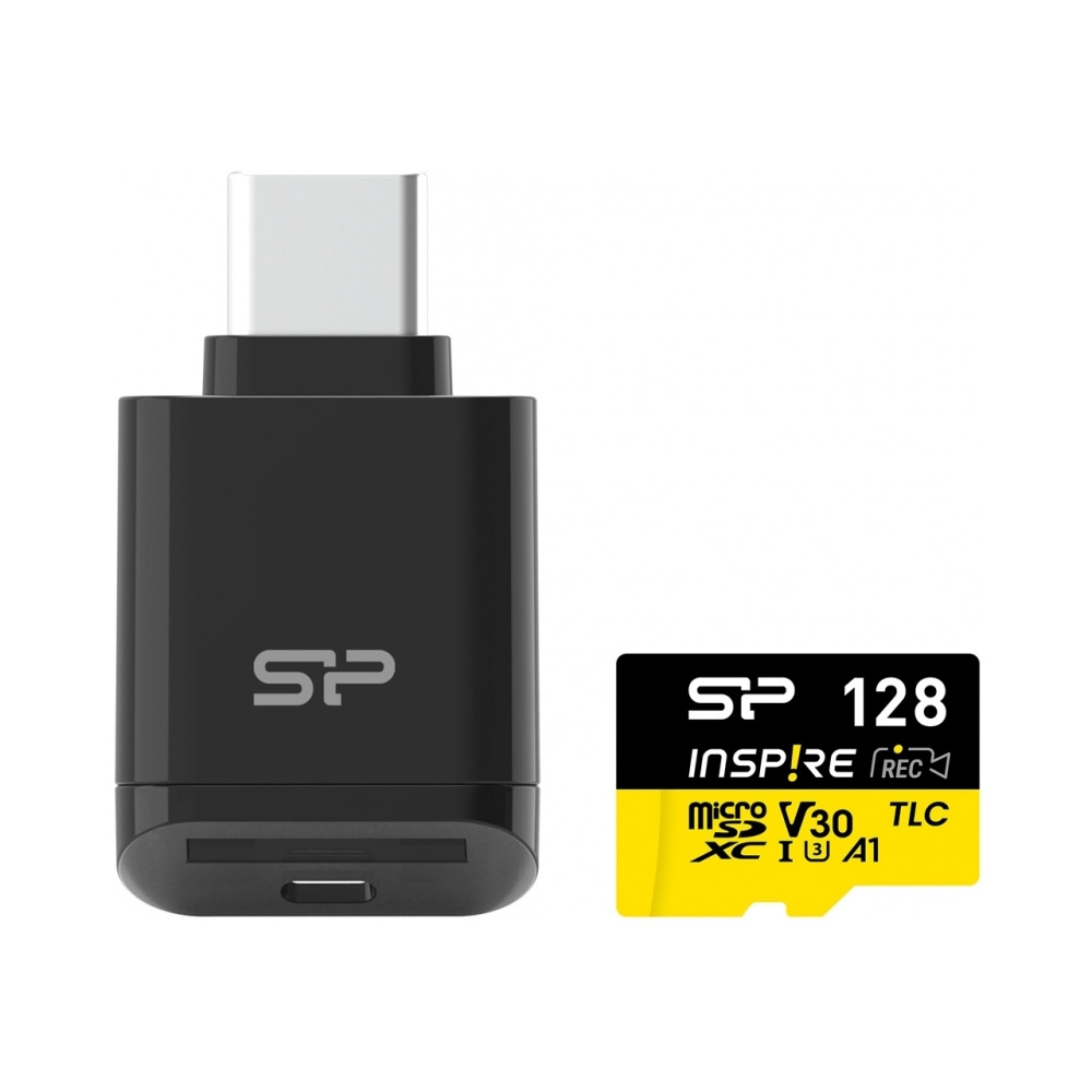 SILICON POWER micro SDXC 128GB CLASS 10 UHS-I U3 A1 C200 V30 INSPIRE DDR200 R170/W150 MB/S + CARD READER SP128GBSTXLV3VC2