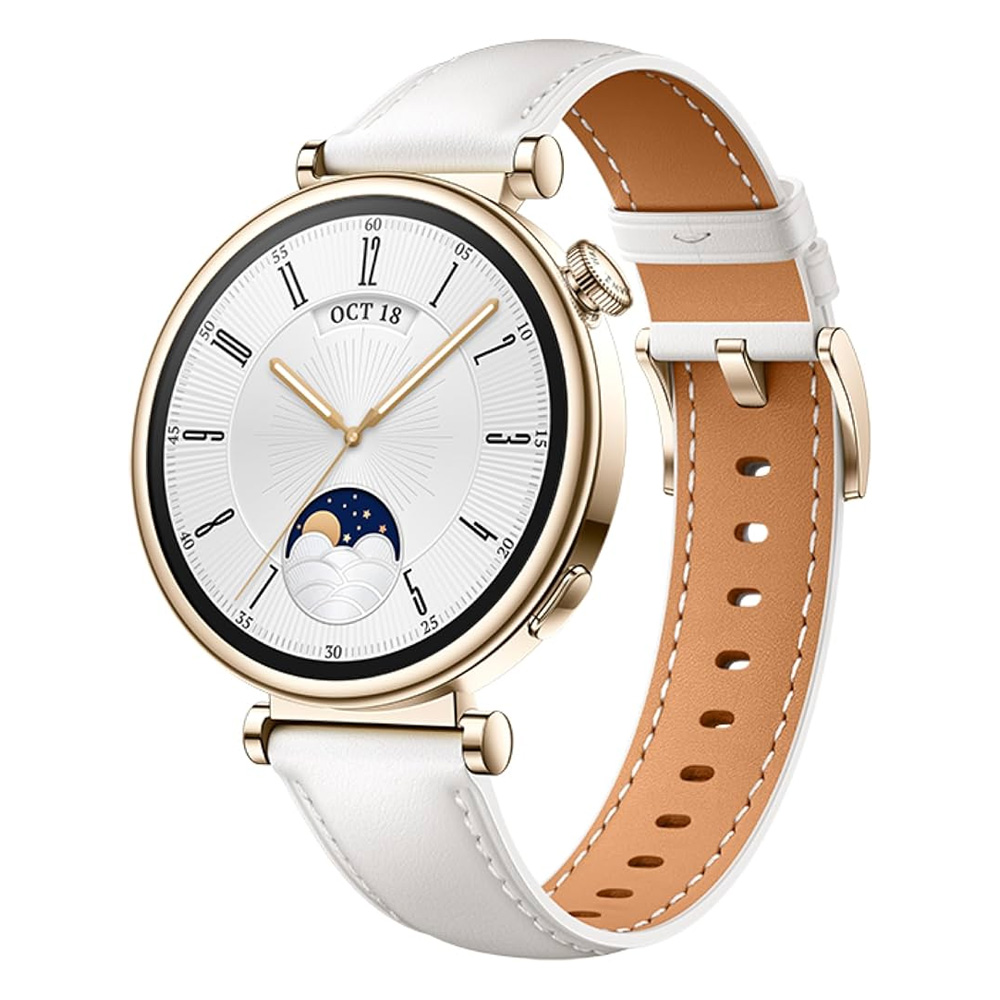 SMART WATCH HUAWEI GT 4 41MM 1.32" 55020BJB ΑΔΙΑΒΡΟΧΟ (WHITE LEATHER STRAP) GR