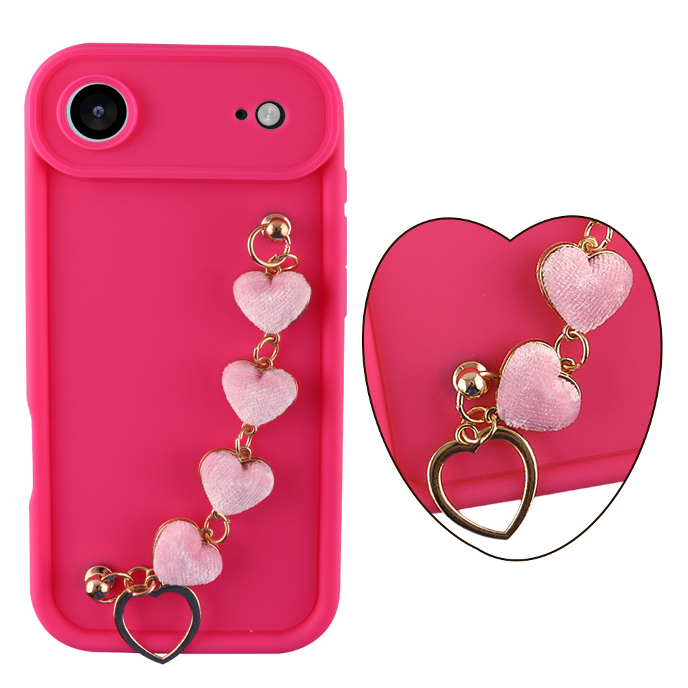 VOLTE-TEL ΘΗΚΗ IPHONE 17 AIR 6.9" SILICON TPU WITH STRAP FULL CAMERA PROTECTION PINK WITH PINK HEARTS