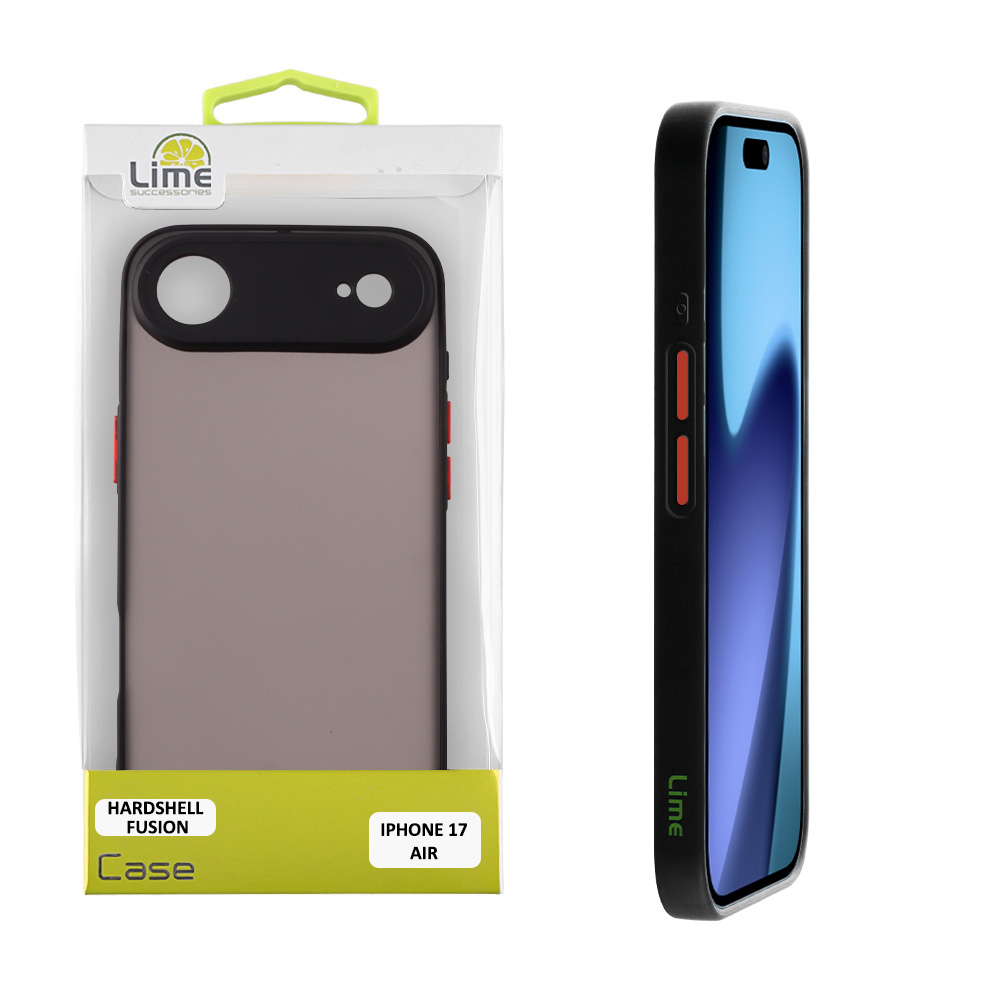 LIME ΘΗΚΗ IPHONE 17 AIR 6.9" HARDSHELL FUSION FULL CAMERA PROTECTION BLACK WITH RED KEYS