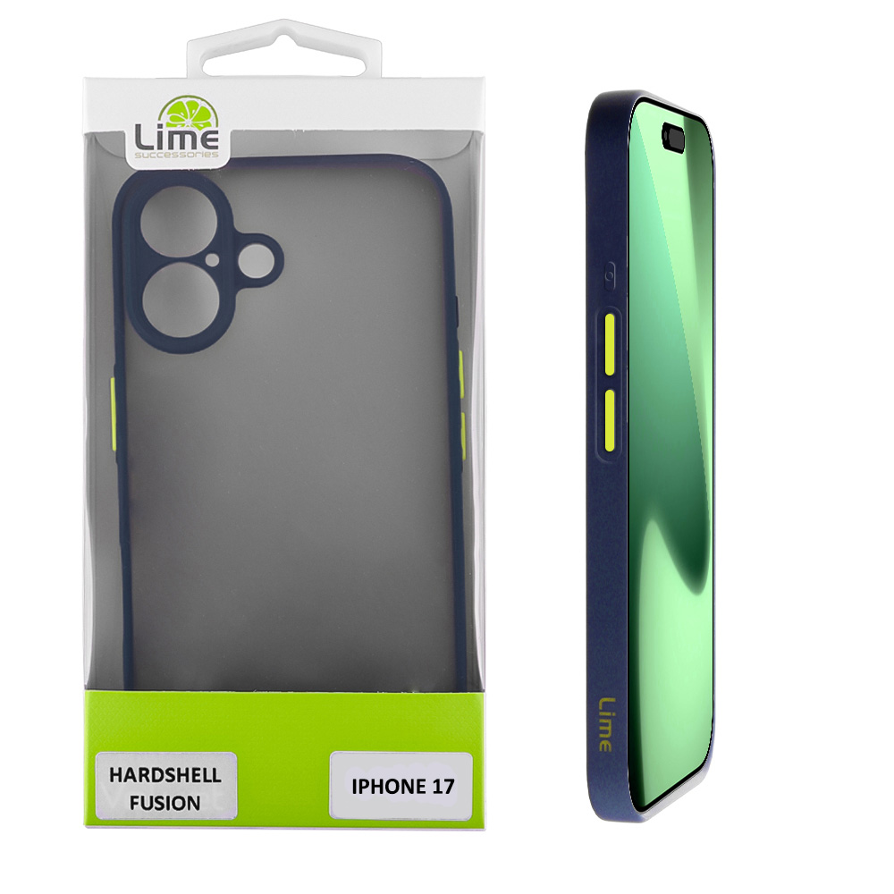 LIME ΘΗΚΗ IPHONE 17 6.3" HARDSHELL FUSION FULL CAMERA PROTECTION BLUE WITH YELLOW KEYS