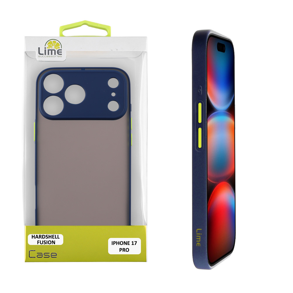 LIME ΘΗΚΗ IPHONE 17 PRO 6.3" HARDSHELL FUSION FULL CAMERA PROTECTION BLUE WITH YELLOW KEYS