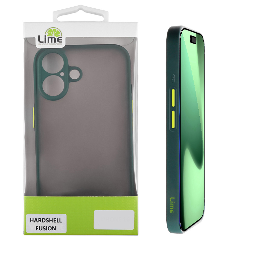 LIME ΘΗΚΗ IPHONE 17 6.3" HARDSHELL FUSION FULL CAMERA PROTECTION GREEN WITH YELLOW KEYS