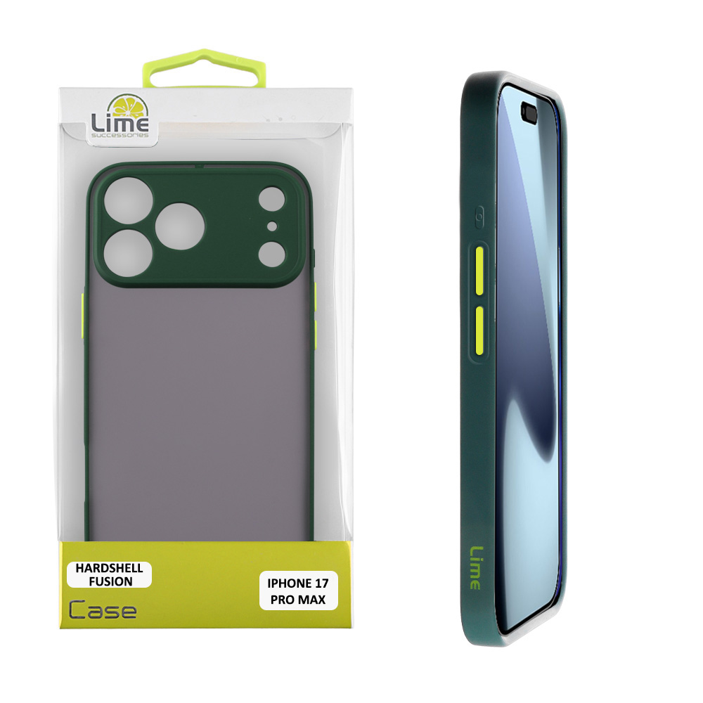 LIME ΘΗΚΗ IPHONE 17 PRO MAX 6.9" HARDSHELL FUSION FULL CAMERA PROTECTION GREEN WITH YELLOW KEYS