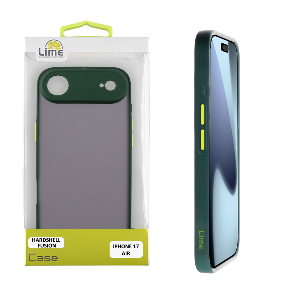 LIME ΘΗΚΗ IPHONE 17 AIR 6.9" HARDSHELL FUSION FULL CAMERA PROTECTION GREEN WITH YELLOW KEYS