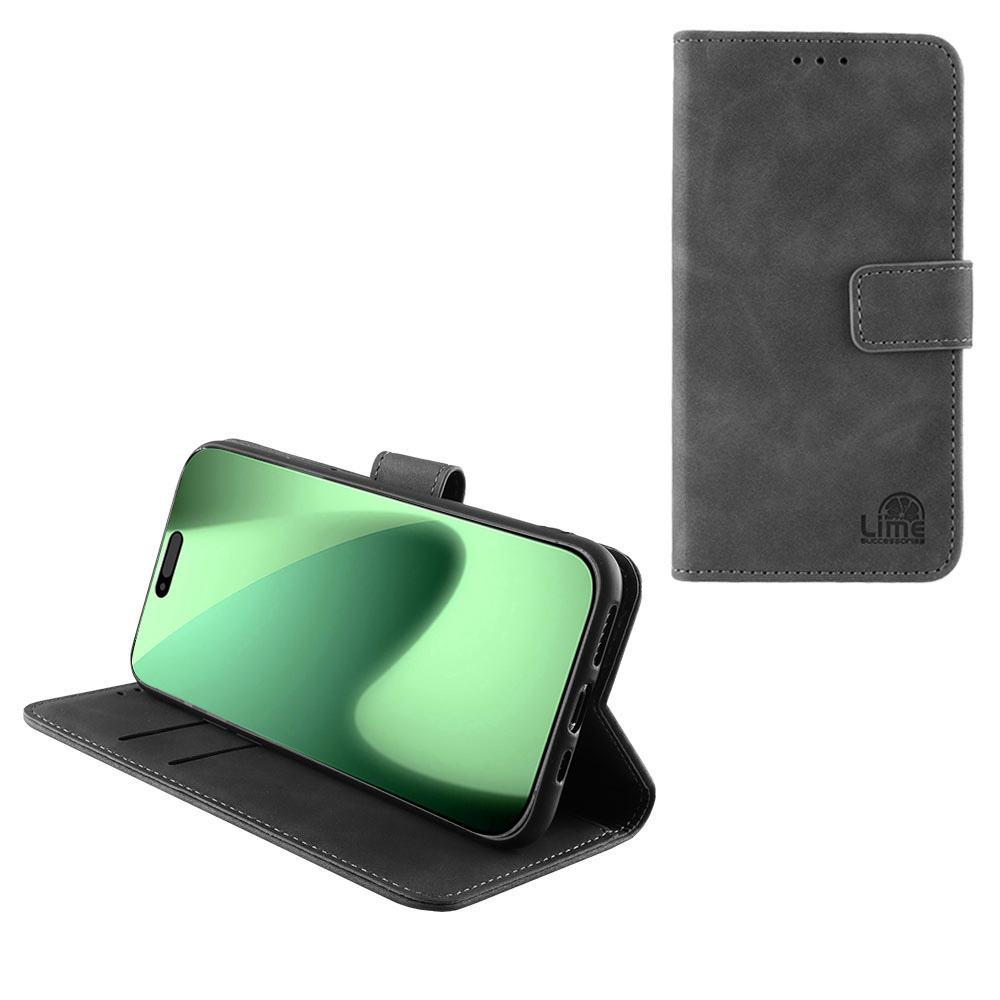 LIME ΘΗΚΗ IPHONE 17 PRO 6.3" ESSENTIAL MAGNET BOOK STAND CLIP GREY