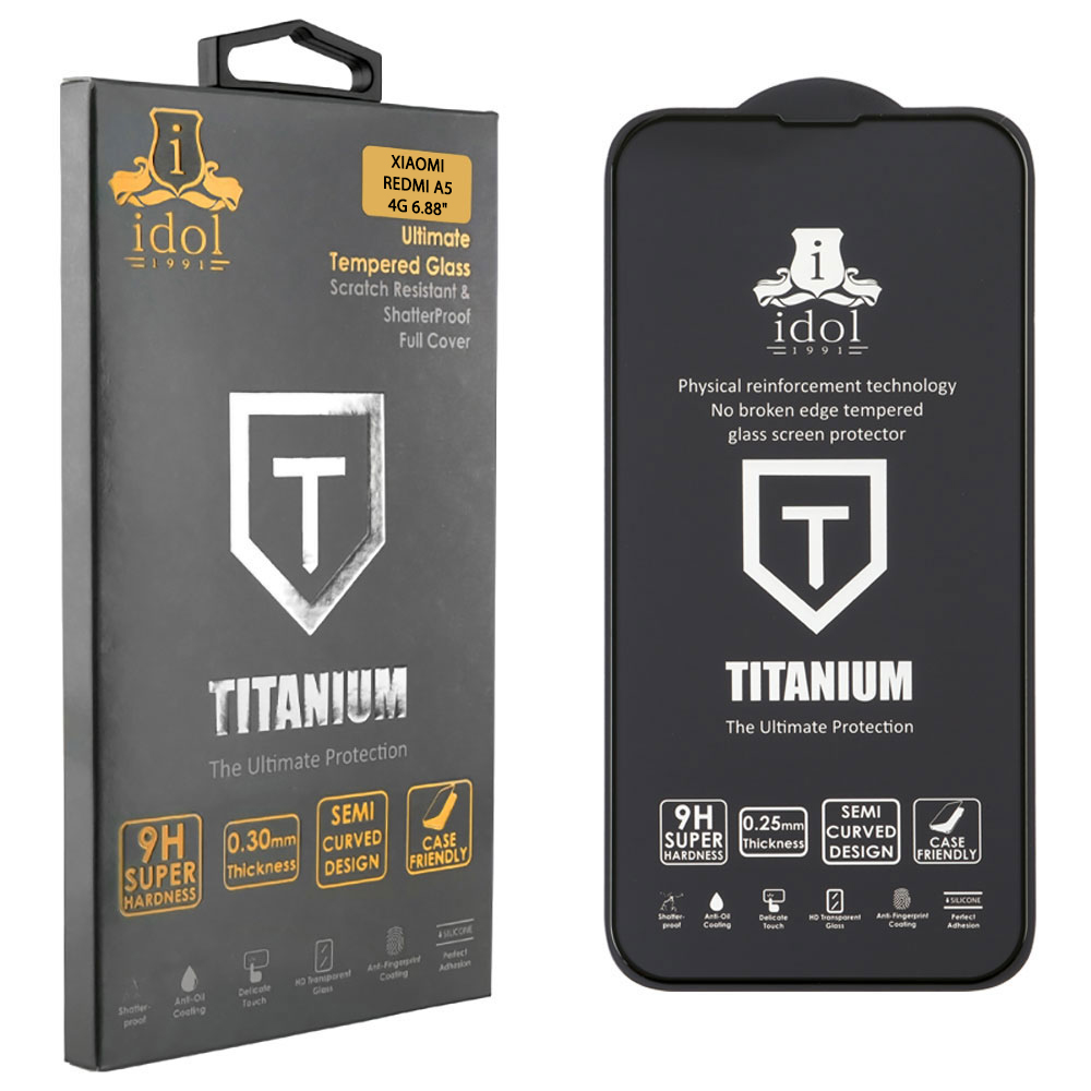 IDOL 1991 TEMPERED GLASS IPHONE 17 AIR 6.9" 9H 0.25mm TITANIUM SEMI CURVED FULL GLUE BLACK
