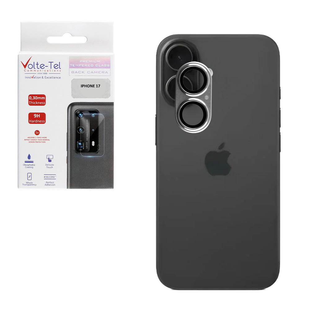 VOLTE-TEL CAMERA GLASS COVER IPHONE 17 6.3" 9H 0.30MM 3D AR ALUMINIUM-ELECTROPLATING FRAME SILVER