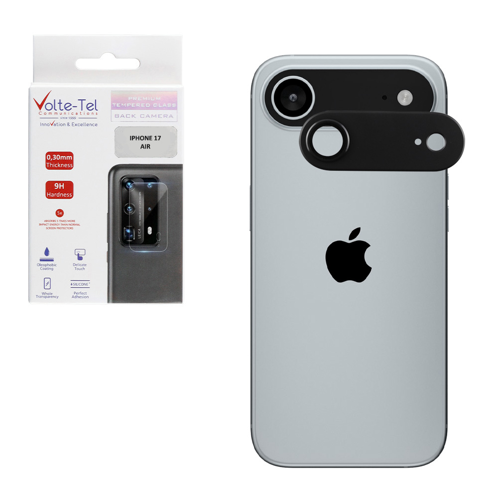 VOLTE-TEL CAMERA GLASS COVER IPHONE 17 AIR 6.9" 9H 0.30MM 3D AR ALUMINIUM-ELECTROPLATING FRAME BLACK