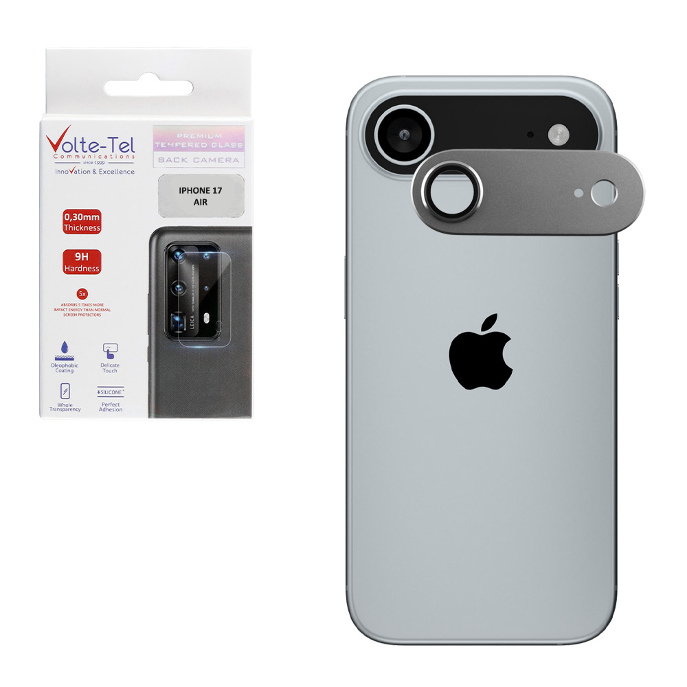 VOLTE-TEL CAMERA GLASS COVER IPHONE 17 AIR 6.9" 9H 0.30MM 3D AR ALUMINIUM-ELECTROPLATING FRAME GREY