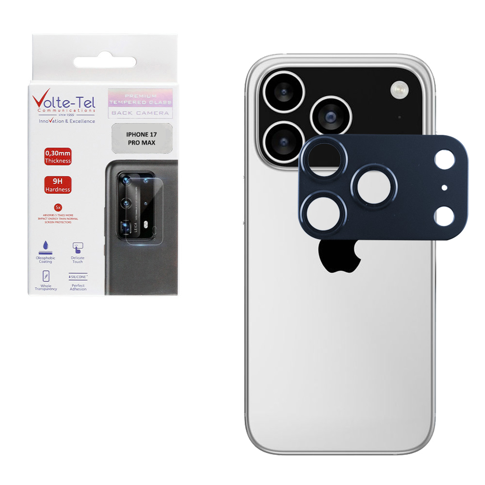 VOLTE-TEL CAMERA GLASS COVER IPHONE 17 PRO MAX 6.9" 9H 0.30MM 3D AR ALUMINIUM-ELECTROPLATING FRAME BLUE