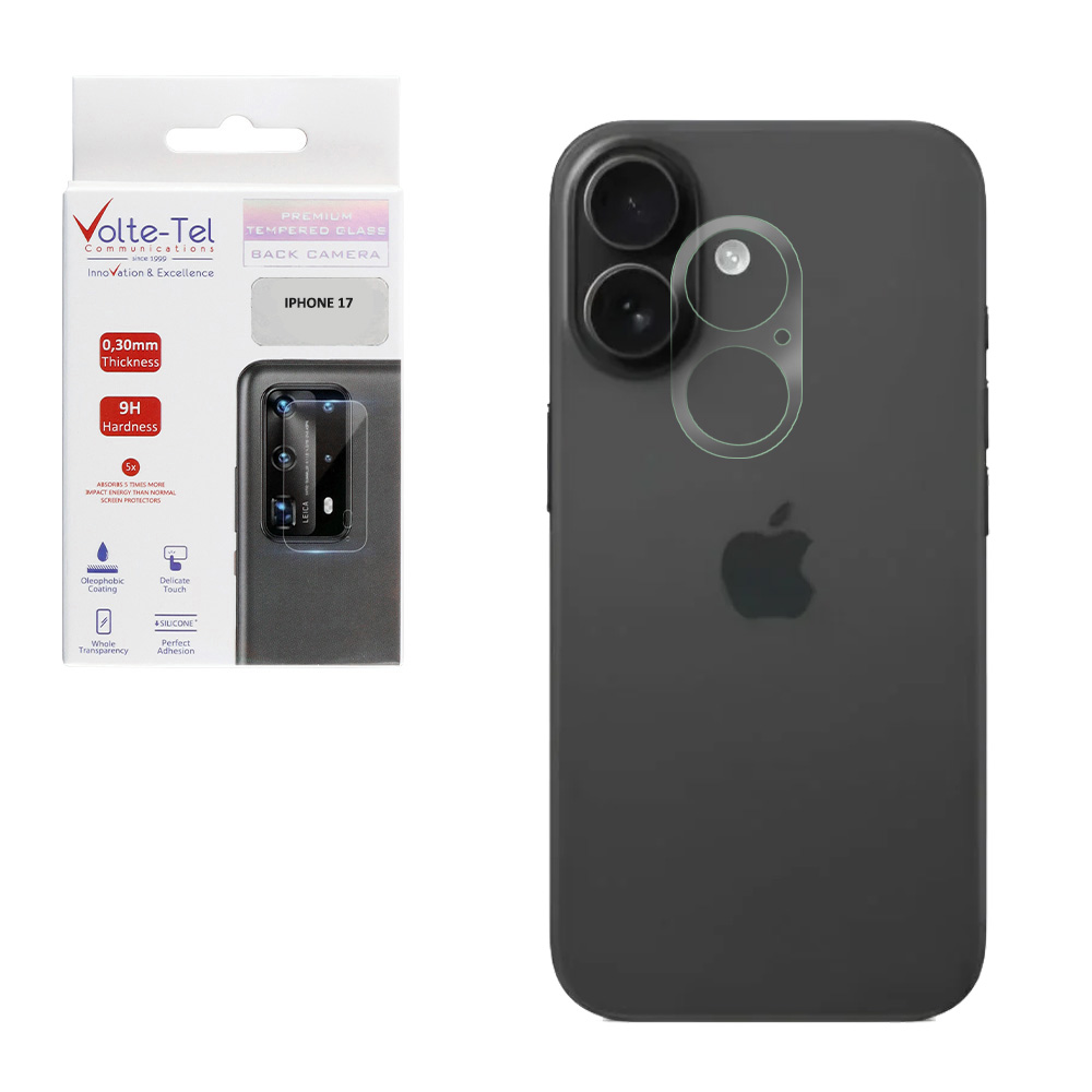 VOLTE-TEL TEMPERED GLASS IPHONE 17 6.3" 9H 0.25mm 3D CURVED FOR CAMERA TRANSPARENT