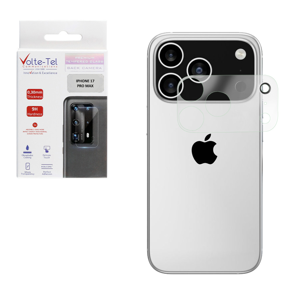 VOLTE-TEL TEMPERED GLASS IPHONE 17 PRO MAX 6.9" 9H 0.25mm 3D CURVED FOR CAMERA TRANSPARENT