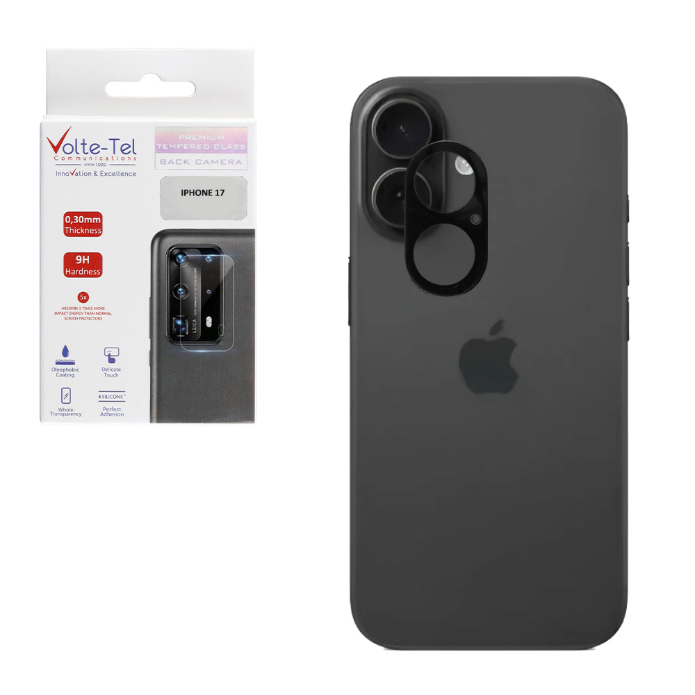 VOLTE-TEL TEMPERED GLASS IPHONE 17 6.3" 9H 0.25mm 3D CURVED FOR CAMERA BLACK