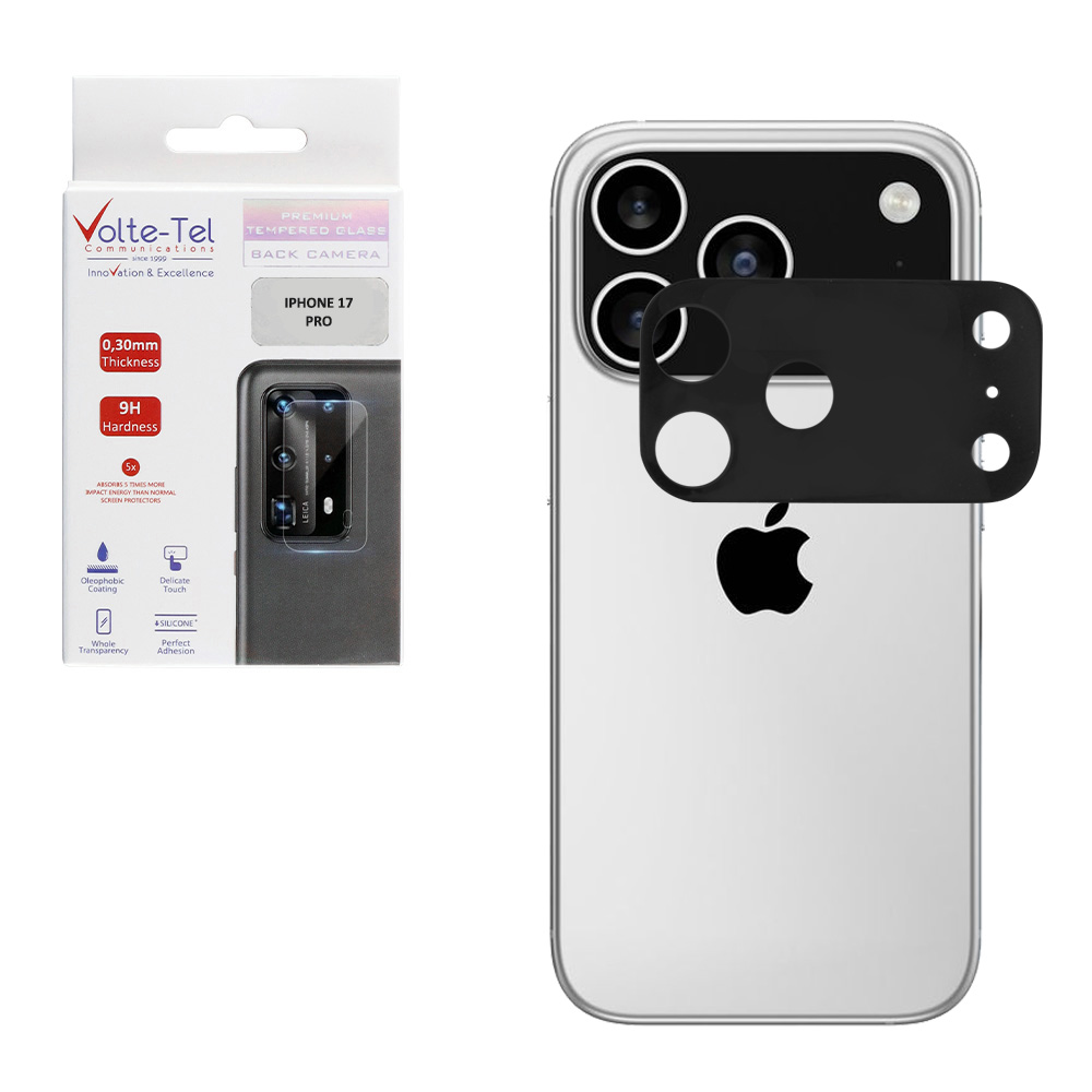 VOLTE-TEL TEMPERED GLASS IPHONE 17 PRO 6.3" 9H 0.25mm 3D CURVED FOR CAMERA BLACK