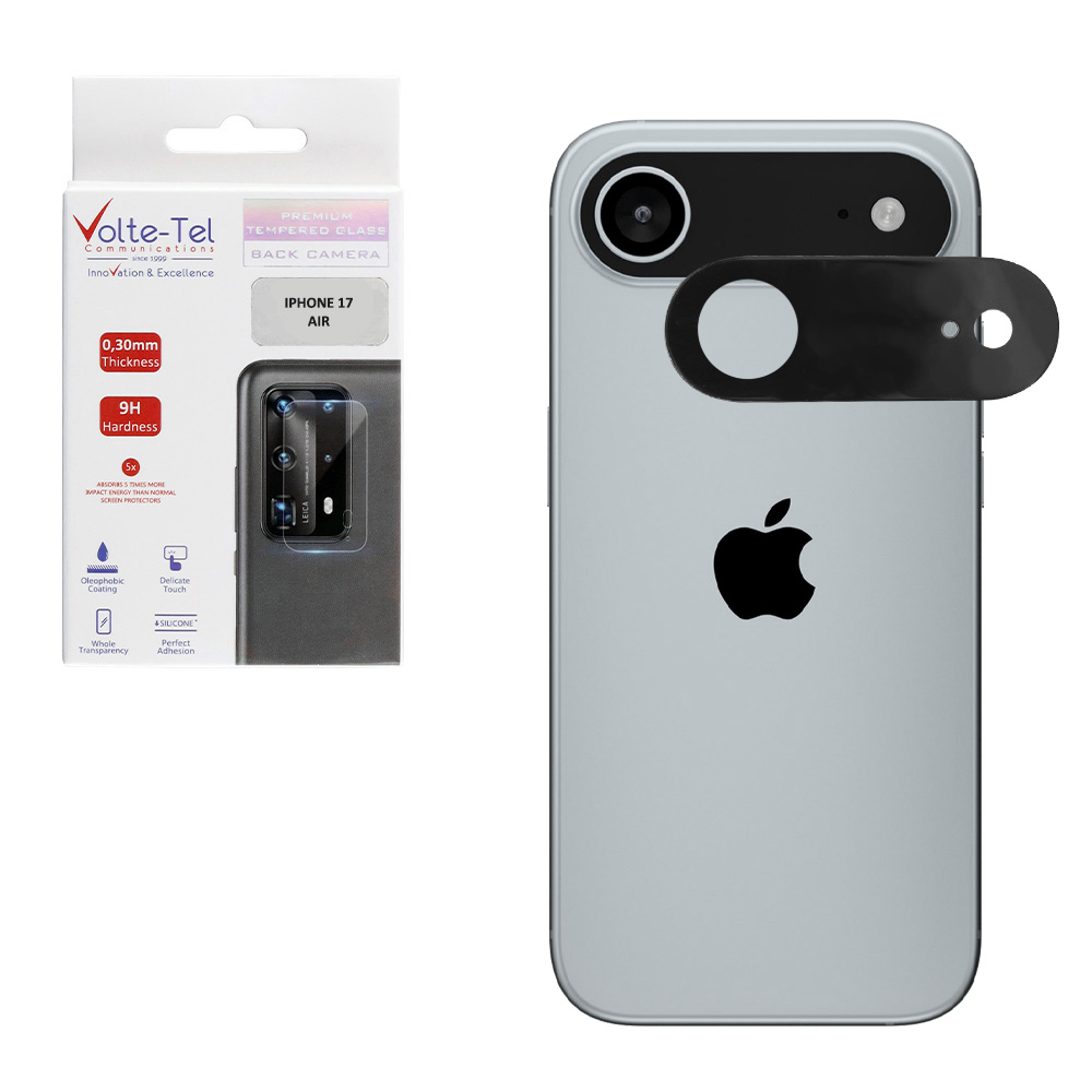 VOLTE-TEL TEMPERED GLASS IPHONE 17 AIR 6.9" 9H 0.25mm 3D CURVED FOR CAMERA BLACK