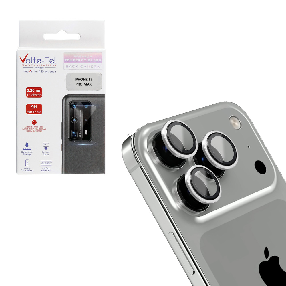 VOLTE-TEL CAMERA GLASS COVER IPHONE 17 PRO MAX 6.9" 9H 0.33MM AR PREMIUM EASY APPLICATION TITANIUM SILVER