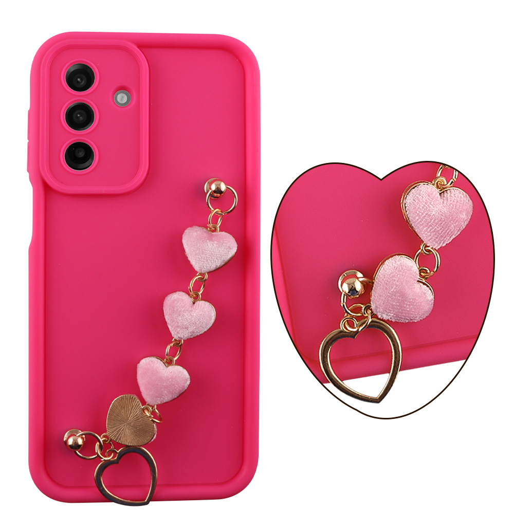 VOLTE-TEL ΘΗΚΗ SAMSUNG A17 4G A175/A17 5G A176 6.74" SILICON TPU WITH STRAP FULL CAMERA PROTECTION PINK WITH PINK HEARTS