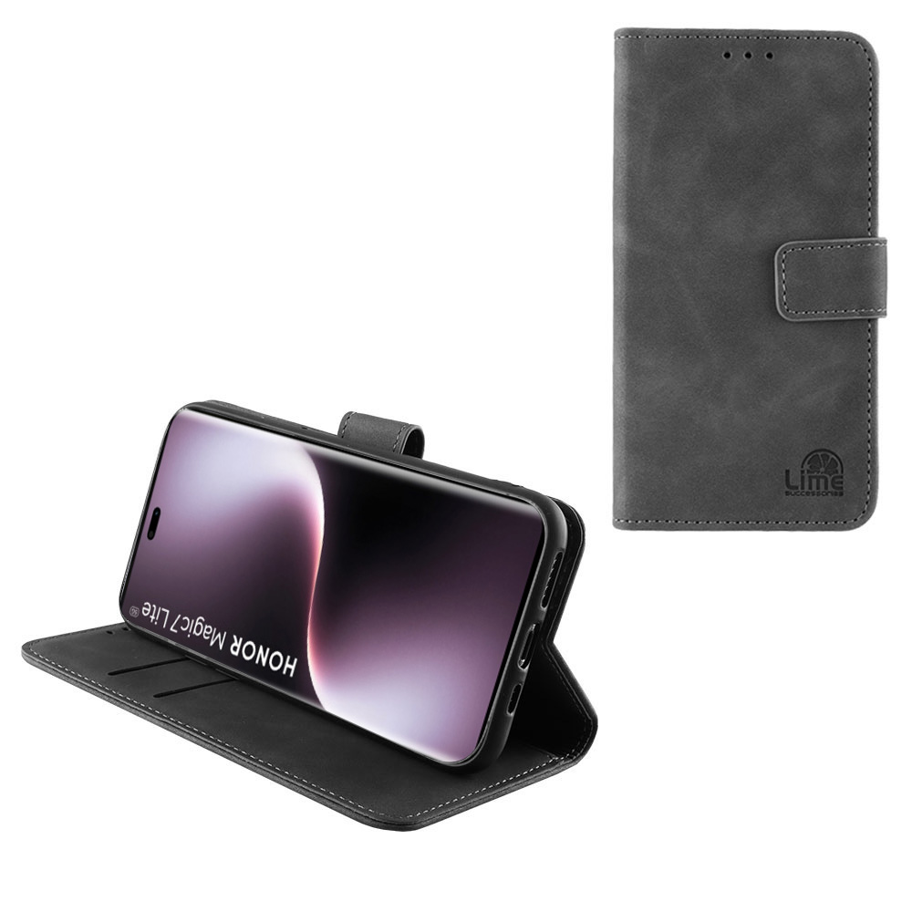 LIME ΘΗΚΗ HONOR MAGIC7 LITE 5G 6.78" ESSENTIAL MAGNET BOOK STAND CLIP GREY