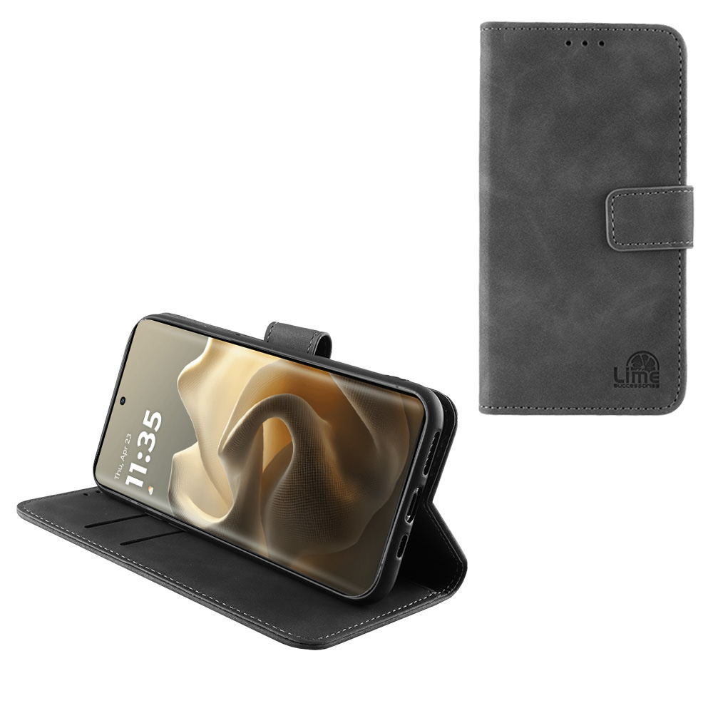 LIME ΘΗΚΗ MOTOROLA MOTO EDGE 60 PRO 5G 6.7" ESSENTIAL MAGNET BOOK STAND CLIP GREY