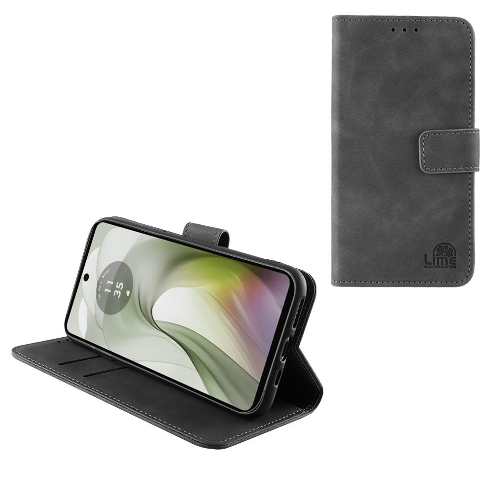LIME ΘΗΚΗ MOTOROLA MOTO E14 4G 6.56" ESSENTIAL MAGNET BOOK STAND CLIP GREY