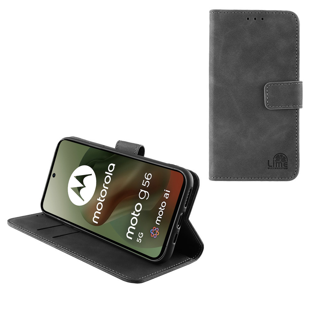 LIME ΘΗΚΗ MOTOROLA MOTO G56 5G 6.72" ESSENTIAL MAGNET BOOK STAND CLIP GREY
