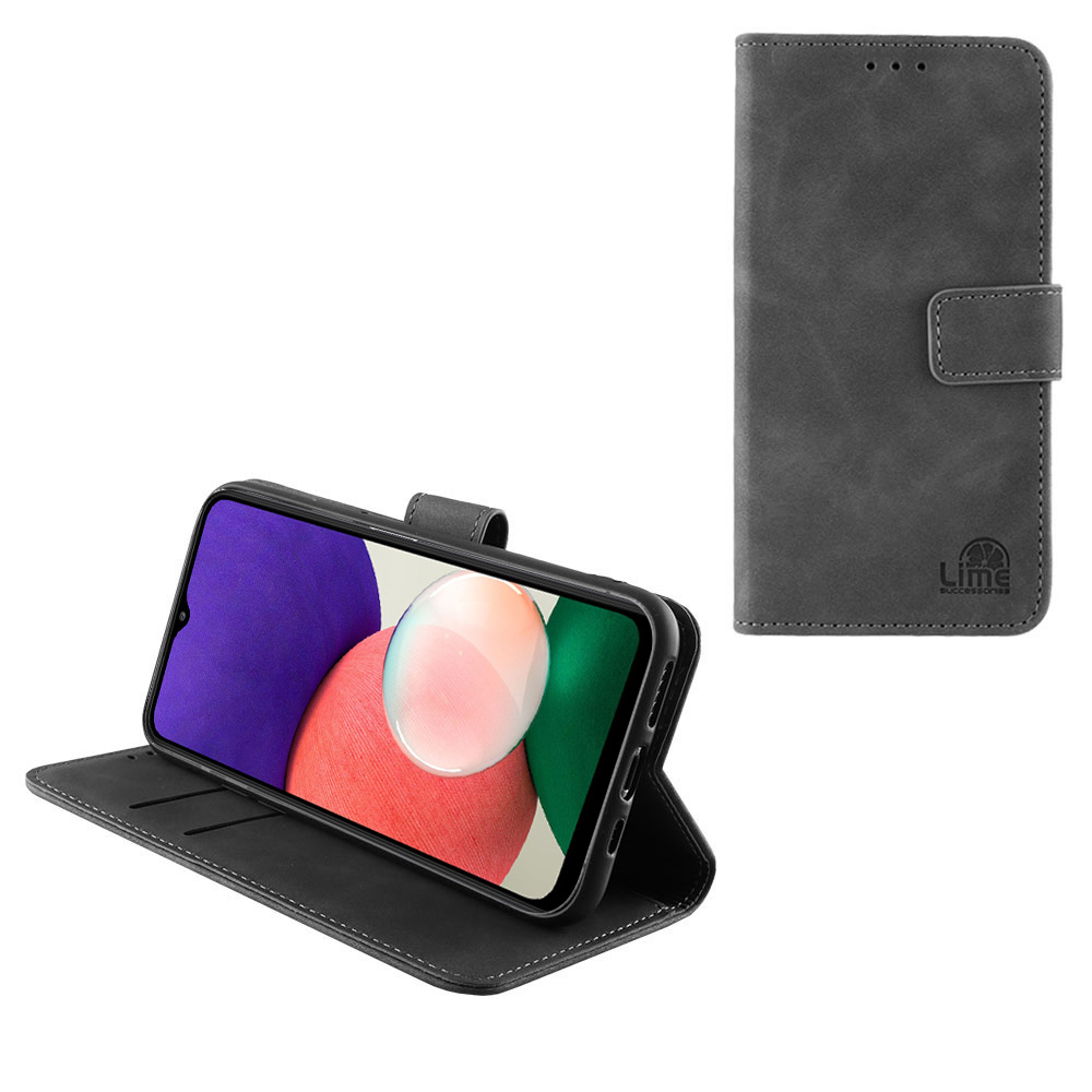 LIME ΘΗΚΗ SAMSUNG A22 5G A226 6.7" ESSENTIAL MAGNET BOOK STAND CLIP GREY