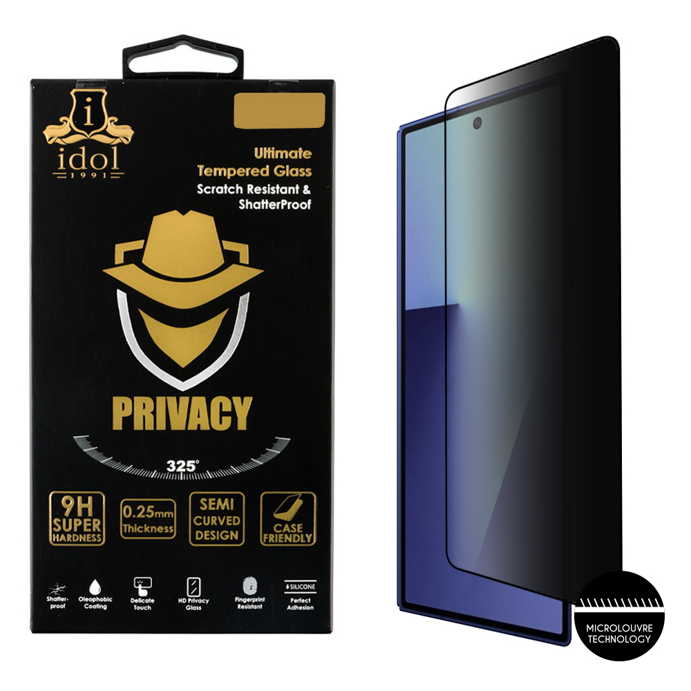 IDOL 1991 TEMPERED GLASS SAMSUNG Z FOLD 7 5G F966 6.8" 9H 0.25mm PRIVACY ANTISPY SEMI CURVED FULL GLUE BLACK