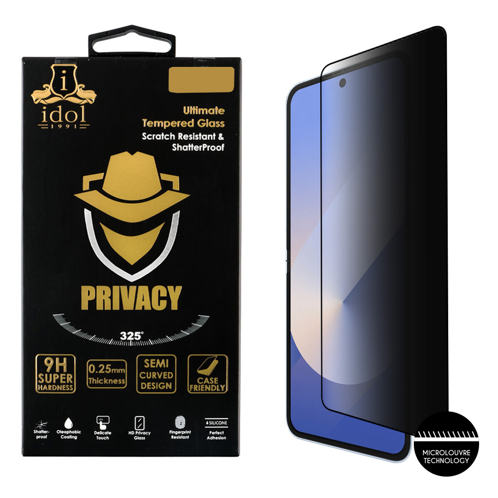 IDOL 1991 TEMPERED GLASS SAMSUNG Z FLIP 7 5G 6.9" 9H 0.25mm PRIVACY ANTISPY SEMI CURVED FULL GLUE BLACK