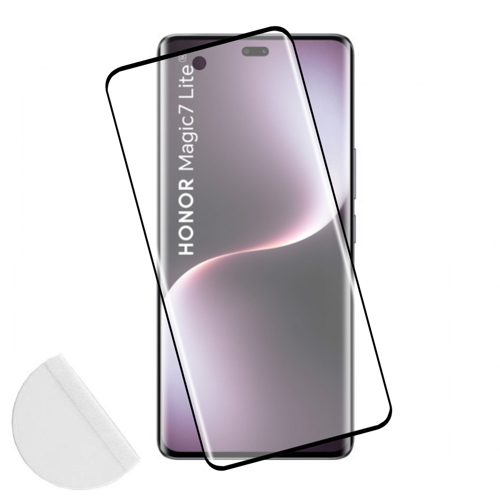 IDOL 1991 TEMPERED GLASS HUAWEI MAGIC7 LITE 6.78" 9H 0.30mm 3D FULL GLUE SEMI CURVED FINGER UNLOCK BLACK + SQUEEZY CARD