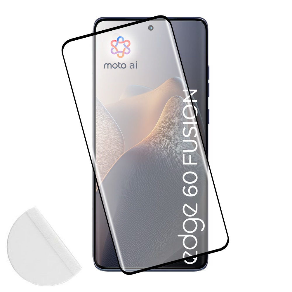 IDOL 1991 TEMPERED GLASS MOTOROLA EDGE 60 FUSION 5G 6.67" 9H 0.30mm 3D FULL GLUE SEMI CURVED FINGER UNLOCK BLACK + SQUEEZY CARD