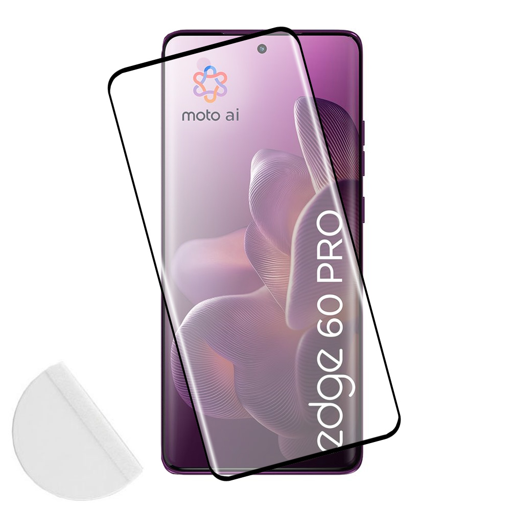 IDOL 1991 TEMPERED GLASS MOTOROLA EDGE 60 PRO 5G 6.7" 9H 0.30mm 3D FULL GLUE SEMI CURVED FINGER UNLOCK BLACK + SQUEEZY CARD