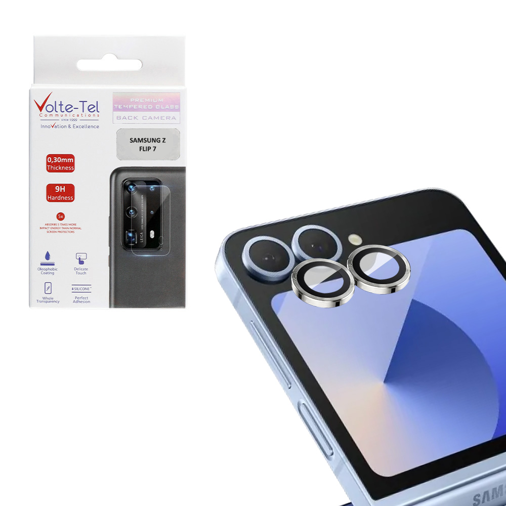 VOLTE-TEL CAMERA GLASS COVER SAMSUNG Z FLIP 7 5G F766 6.9" 9H 0.33MM EASY APPLICATION SILVER