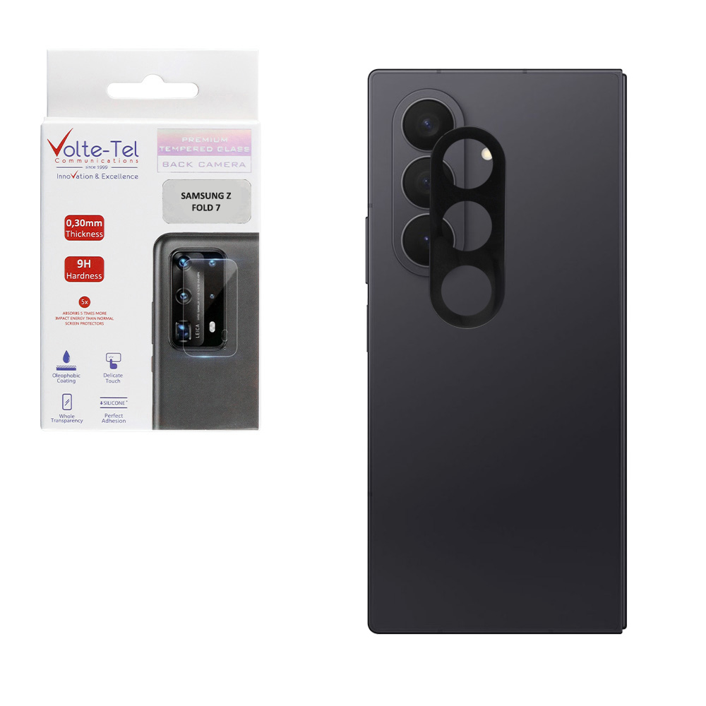 VOLTE-TEL TEMPERED GLASS SAMSUNG Z FOLD 7 5G F966 8.0" 9H 0.25mm 3D CURVED FOR CAMERA BLACK
