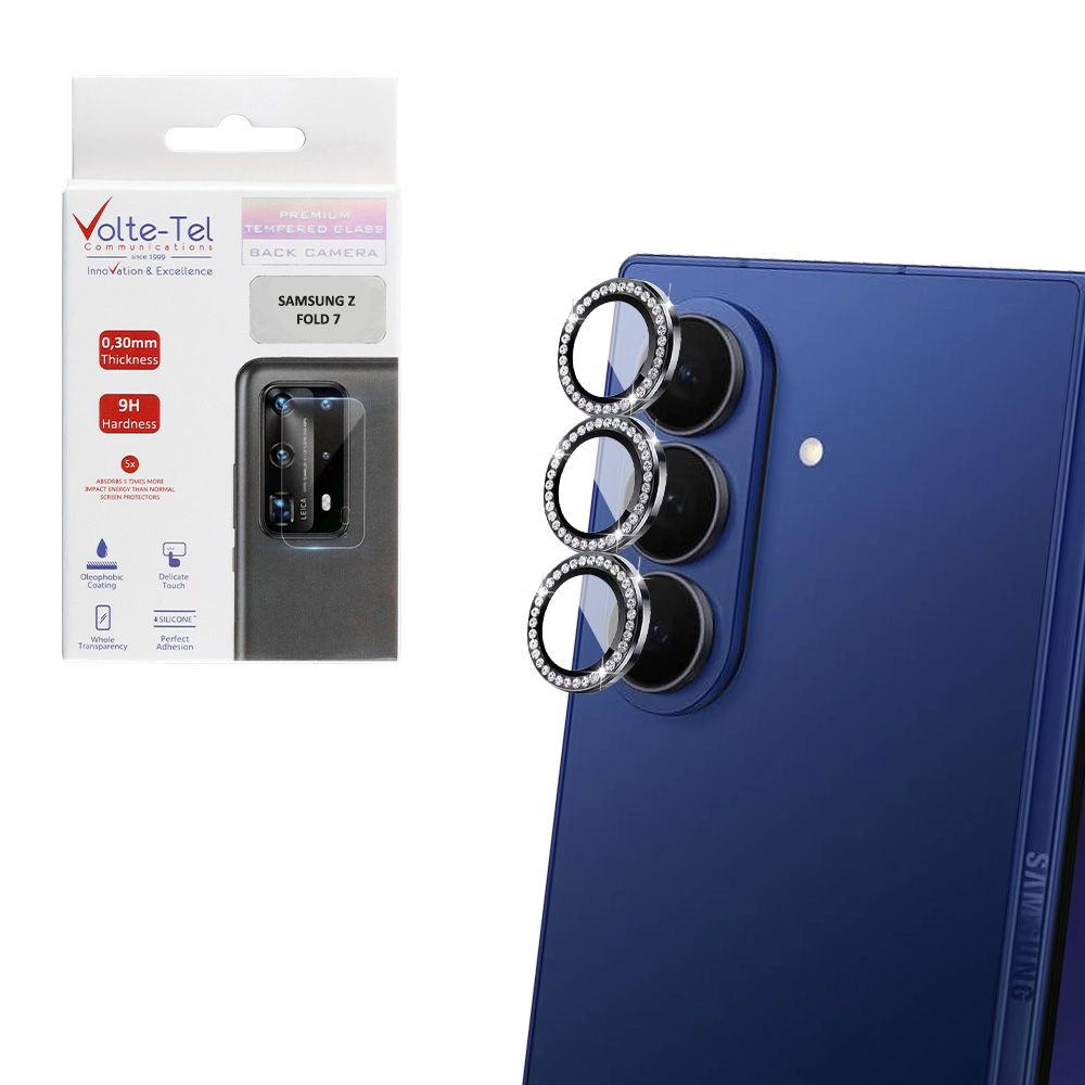 VOLTE-TEL CAMERA GLASS COVER SAMSUNG Z FOLD 7 5G F966 8.0" 9H 0.33MM EASY APPLICATION WITH STRASS BLACK