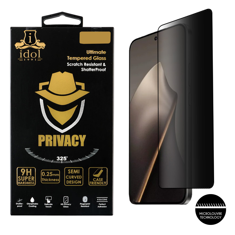 IDOL 1991 TEMPERED GLASS XIAOMI 15T 5G 6.83" 9H 0.25mm PRIVACY ANTISPY SEMI CURVED FULL GLUE BLACK