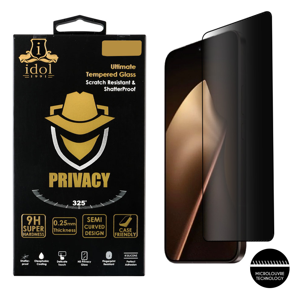 IDOL 1991 TEMPERED GLASS XIAOMI 15T PRO 5G 6.83" 9H 0.25mm PRIVACY ANTISPY SEMI CURVED FULL GLUE BLACK