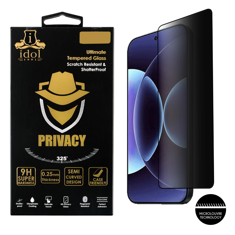 IDOL 1991 TEMPERED GLASS XIAOMI 17 PRO MAX 5G 6.9" 9H 0.25mm PRIVACY ANTISPY SEMI CURVED FULL GLUE BLACK