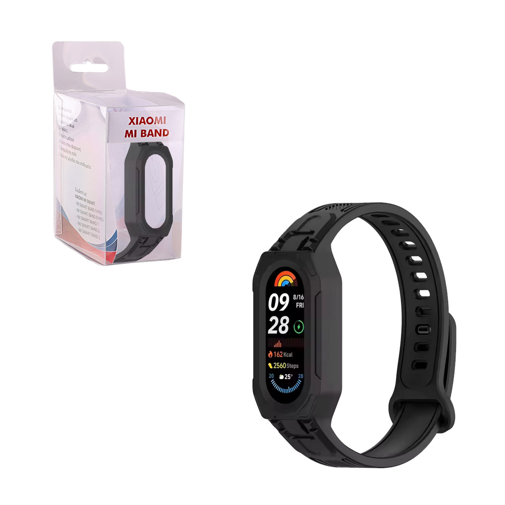 VOLTE-TEL VT153 ΛΟΥΡΑΚΙ ΡΟΛΟΓΙΟΥ ΣΙΛΙΚΟΝΗΣ CONJOINED XIAOMI SMART BAND 5/BAND 6/BAND 7/ BAND 8/ BAND 9/BAND 10 BLACK