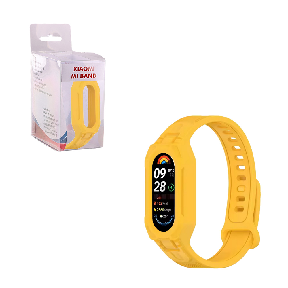 VOLTE-TEL VT153 ΛΟΥΡΑΚΙ ΡΟΛΟΓΙΟΥ ΣΙΛΙΚΟΝΗΣ CONJOINED XIAOMI SMART BAND 5/BAND 6/BAND 7/ BAND 8/ BAND 9/BAND 10 YELLOW