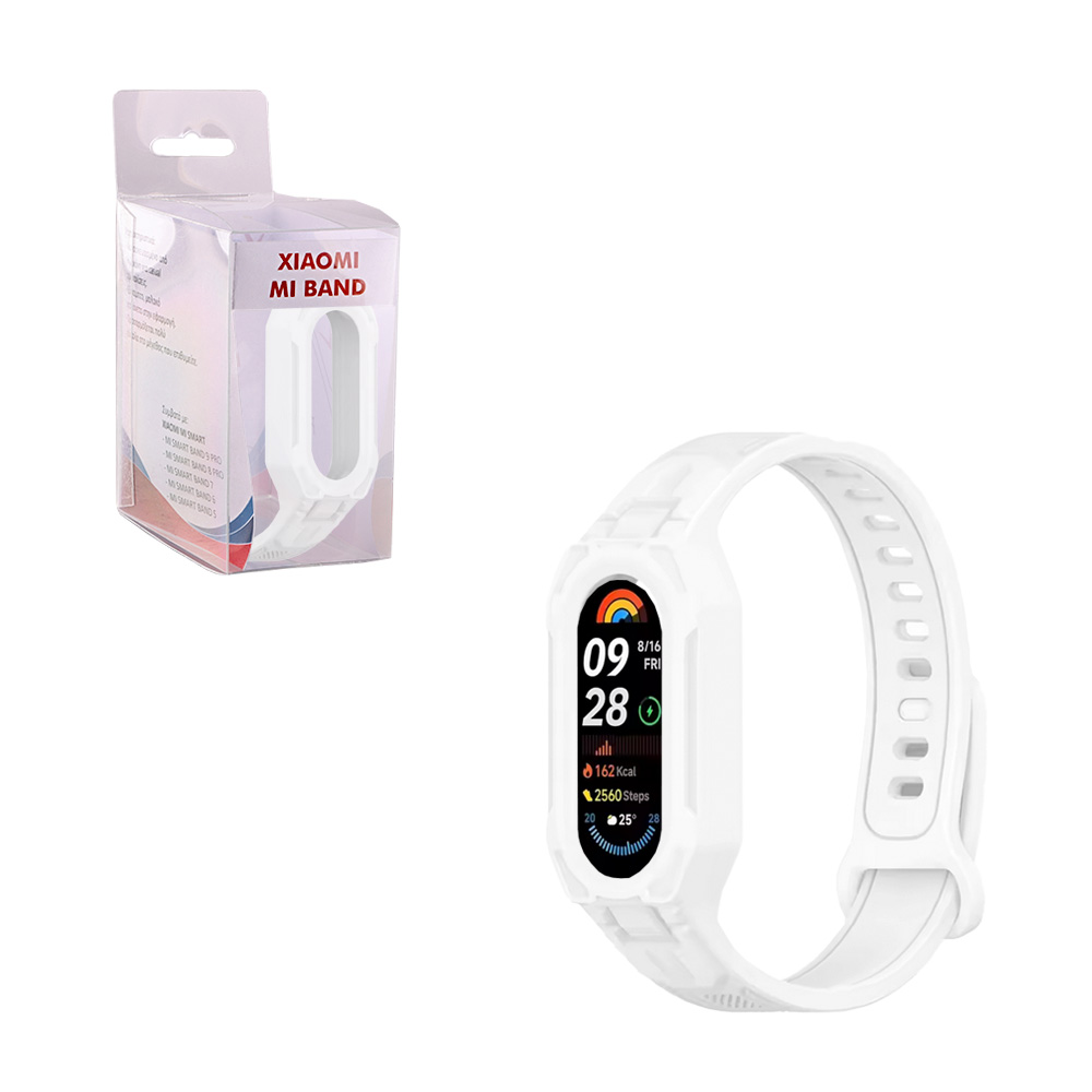 VOLTE-TEL VT153 ΛΟΥΡΑΚΙ ΡΟΛΟΓΙΟΥ ΣΙΛΙΚΟΝΗΣ CONJOINED XIAOMI SMART BAND 5/BAND 6/BAND 7/ BAND 8/ BAND 9/BAND 10 WHITE