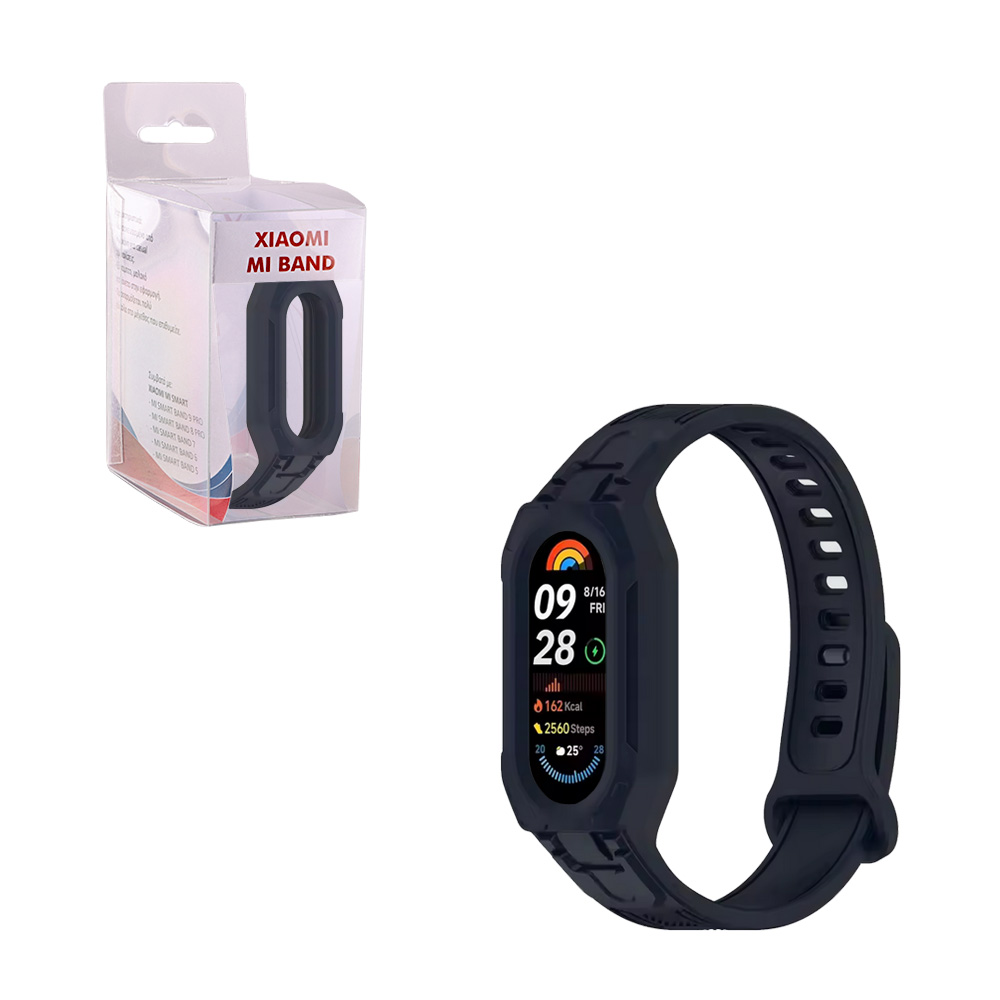 VOLTE-TEL VT153 ΛΟΥΡΑΚΙ ΡΟΛΟΓΙΟΥ ΣΙΛΙΚΟΝΗΣ CONJOINED XIAOMI SMART BAND 5/BAND 6/BAND 7/ BAND 8/ BAND 9/BAND 10 DARK BLUE