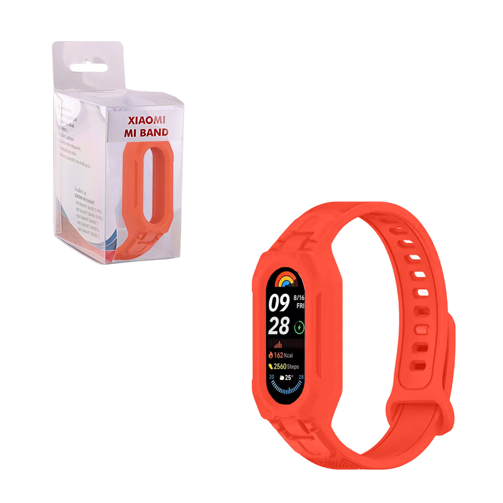 VOLTE-TEL VT153 ΛΟΥΡΑΚΙ ΡΟΛΟΓΙΟΥ ΣΙΛΙΚΟΝΗΣ CONJOINED XIAOMI SMART BAND 5/BAND 6/BAND 7/ BAND 8/ BAND 9/BAND 10 ORANGE