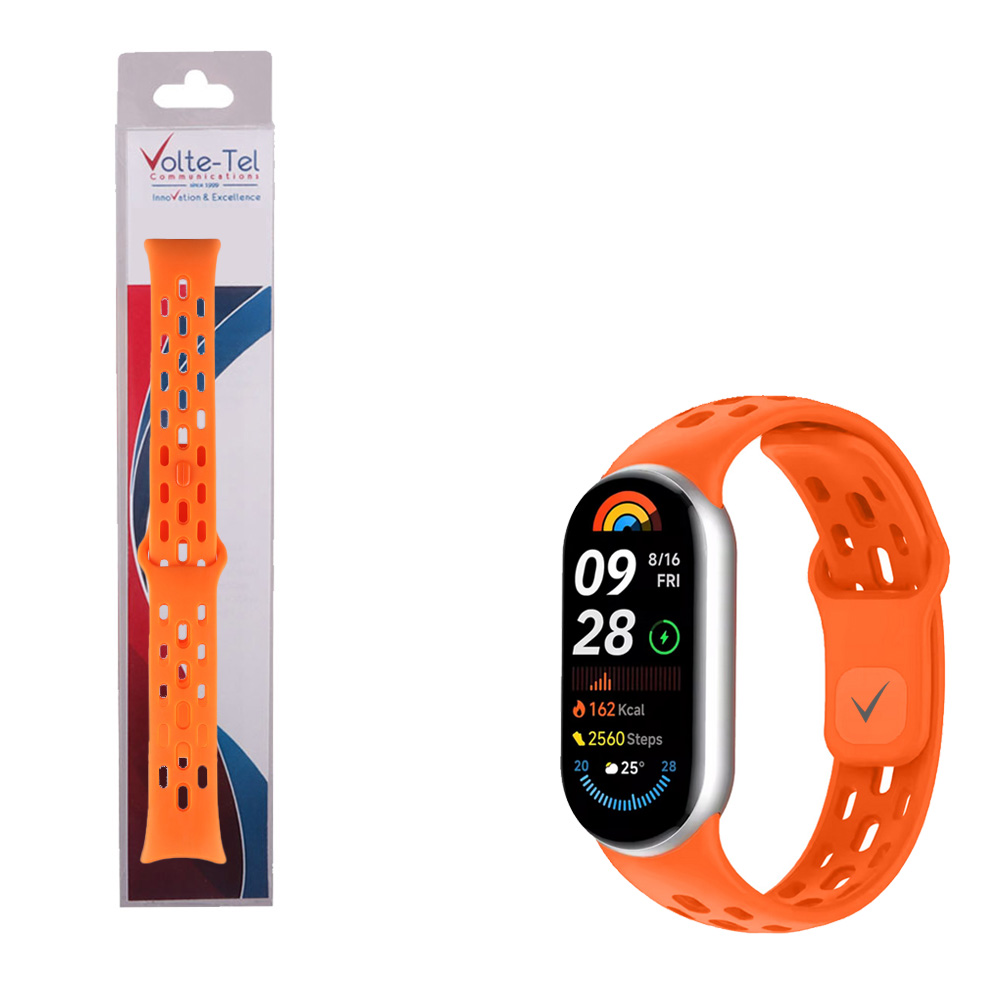 VOLTE-TEL VT154 ΛΟΥΡΑΚΙ ΡΟΛΟΓΙΟΥ ΣΙΛΙΚΟΝΗΣ XIAOMI SMART BAND 8/SMART BAND 9/SMART BAND 10 ORANGE