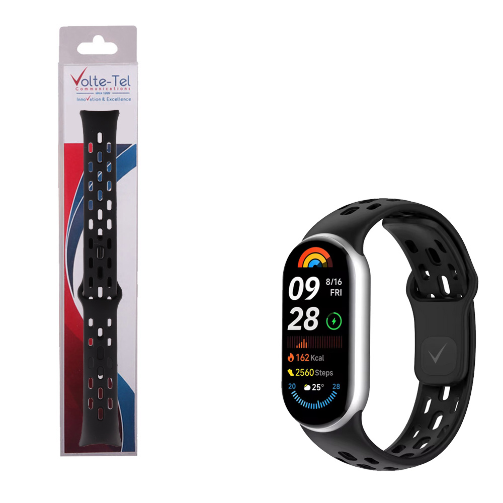 VOLTE-TEL VT154 ΛΟΥΡΑΚΙ ΡΟΛΟΓΙΟΥ ΣΙΛΙΚΟΝΗΣ XIAOMI SMART BAND 8/SMART BAND 9/SMART BAND 10 BLACK