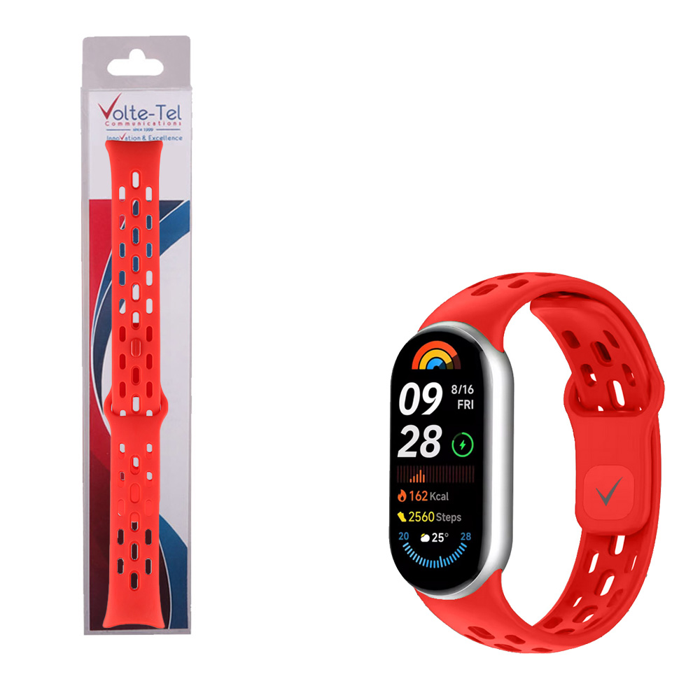 VOLTE-TEL VT154 ΛΟΥΡΑΚΙ ΡΟΛΟΓΙΟΥ ΣΙΛΙΚΟΝΗΣ XIAOMI SMART BAND 8/SMART BAND 9/SMART BAND 10 RED