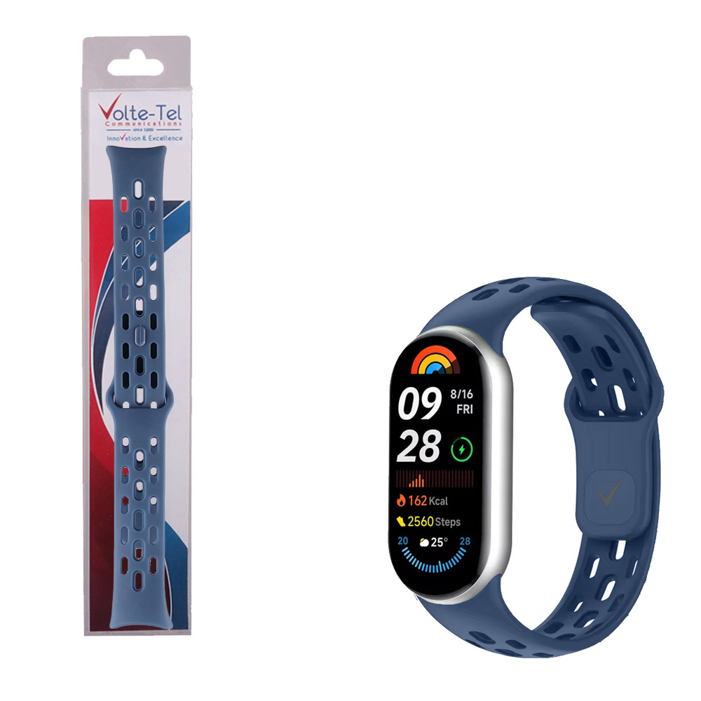 VOLTE-TEL VT154 ΛΟΥΡΑΚΙ ΡΟΛΟΓΙΟΥ ΣΙΛΙΚΟΝΗΣ XIAOMI SMART BAND 8/SMART BAND 9/SMART BAND 10 DARK BLUE