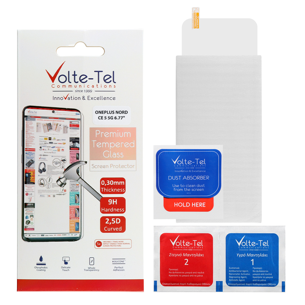 VOLTE-TEL TEMPERED GLASS ONEPLUS NORD CE 5 5G 6.77" 9H 0.30mm 2.5D FULL GLUE