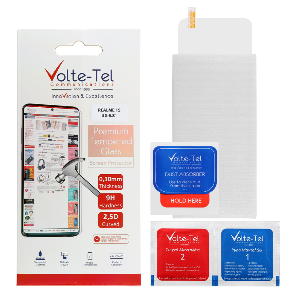 VOLTE-TEL TEMPERED GLASS REALME 15 5G 6.8" 9H 0.30mm 2.5D FULL GLUE