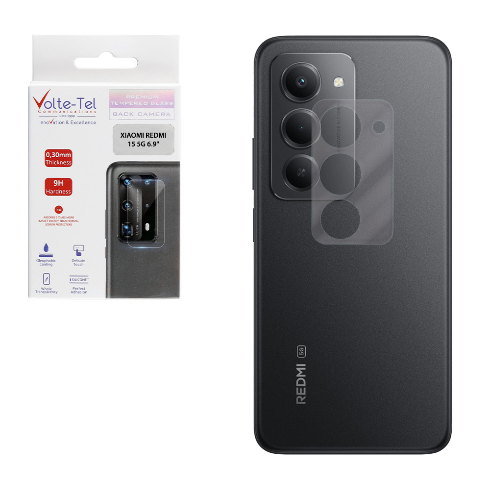 VOLTE-TEL TEMPERED GLASS XIAOMI REDMI 15 5G 6.9" 9H 0.30mm FOR CAMERA
